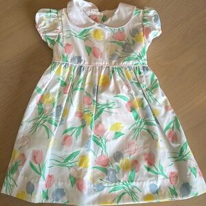 Cindy Lou Sash Dress - Broadcloth Elizabethtown Tulips/Palm Beach Pink